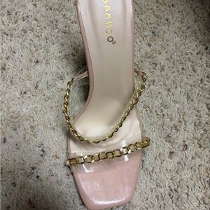 Elegant Pink Chain Strap Women's Heels